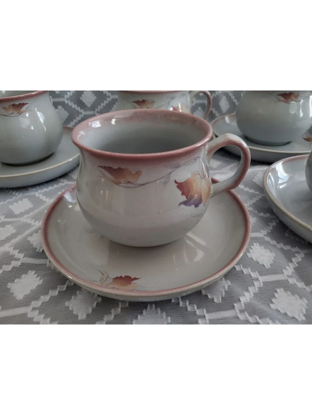6 Denby Twilight Stoeware Cups/saucers.England